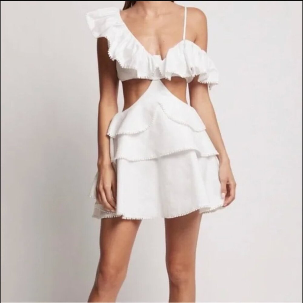 Sofia The Label Rose Mini Dress Cream Boho Aus Size 6 / US Size 2